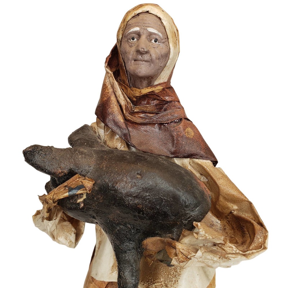Mexican Folkart Paper Mache Old Woman Figurine This Little Piggy